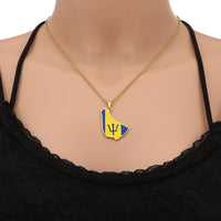Stainless Steel Barbados Island Map Flag Pendant Necklace Caribbean Sea Barbados Maps Men Women Jewelry Ethnic Gift