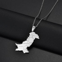 Anniyo India Pakistan Bangladesh Map Pendant Necklaces for Women Stainless Steel Jewelry #518462