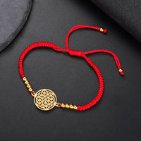 LIKGREAT Flower of Life Round Stainless Steel Bracelet Gold Color Charm Bracelets for Women Men Chain Fashion Jewelry Gifts