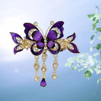 Fashion Elegant Zircon Butterfly Tassel Hairpin Accessories For Women Retro Ethnic Style Small Crab Clip Headwear Jewelry Gift
