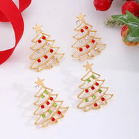 Christmas Colored Zircon Christmas Tree Simple and Fashionable Women's Earrings Creative Jewelry Holiday Gift