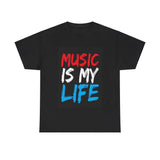 Music is my life T-shirt American flag rock country art Unisex Heavy Cotton Tee