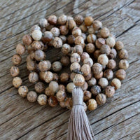 8mm Natural knot 108 Sand jasper gemstone beads necklace Bless All Saints' Day Fancy Yoga Lucky Handmade Wrist Elegant Diy
