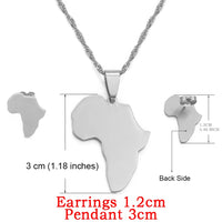 Anniyo Africa Map Sets Pendant Necklace and Earrings Gold Color/Silver Color African Maps Jewelry Set for Women Gitls #133621