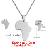 Anniyo Africa Map Sets Pendant Necklace and Earrings Gold Color/Silver Color African Maps Jewelry Set for Women Gitls #133621