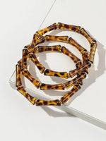 3pcs Leopard Acrylic Bamboo Women's Hand Bracelets Retro Stack Thin Tube Beaded Elastic Bracelet Bangle Couple Jewelry Gift