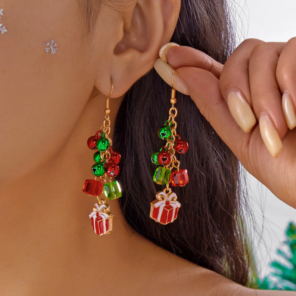 Trendy Christmas Asymmetrical Santa Claus Snowman Snowflake Dangle Earrings for Women Xmas Tree Earring Girls New Year Jewelry