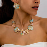 Ocean Starfish Shell Imitation Pearl Earring and Necklace Set for Women Girls Fashion Jewelry Hot Sale Party Gift 2025 New Style
