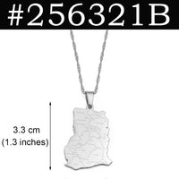 Anniyo Ghana Map With Province Name Pendant Necklaces Jewelry Ghanaian Country Maps @256321