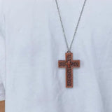 Vintage Cross Pendant Necklace with Secret Compartment Cross Necklace 3D Printed Charm Jewelry Necklace for Women Men