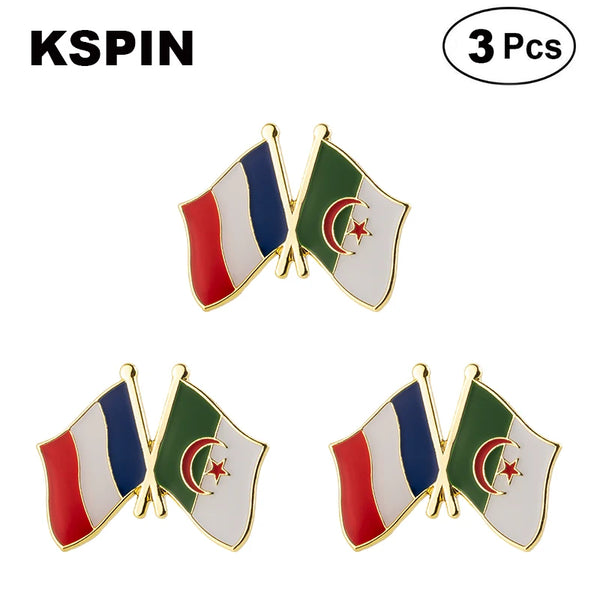 France & Pakistan Flag Lapel Pin Friendship Flag Badge Flag pin 3pcs A Lot