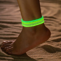 Luminous Acrylic Shell Beaded Anklets For Women Men Adjustable Woven Rope Ankle Bracelet Beach Foot Chain Jewelry Accessories