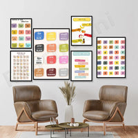 Punjabi Color Names, English Months, Weeks, Fruits and Vegetables Names, Punjabi (Gurmukhi) Alphabet Chart Poster, Sikh Poster