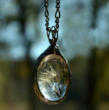 Подвеска На Шею Dandelion Dried Flower Pendant Necklace Charm Natural Dandelion Glass Ball Transparent Wish Glass Vial Jewelry