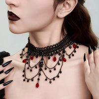 Ladies Gorgeous Black Color Lace Beads Choker Necklace Beach Travel Holiday Fashion Classic Personalized Jewelry Evening D
