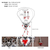 Halloween Bloody Rhinestone Necklace Set Earrings Heart Damage Bleeding Broken Women Jewelry and Accessories