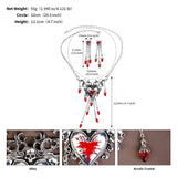 Halloween Bloody Rhinestone Necklace Set Earrings Heart Damage Bleeding Broken Women Jewelry and Accessories