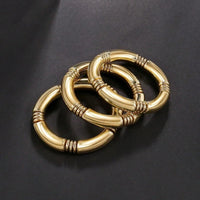 3PCS/SET Gold Chunky Bangles Bracelets For Women Plated Stack Layered Curved Bamboo Tube Stretch Bracelets Gift Jewelry
