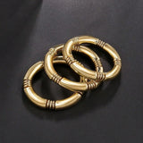 3PCS/SET Gold Chunky Bangles Bracelets For Women Plated Stack Layered Curved Bamboo Tube Stretch Bracelets Gift Jewelry
