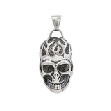 Gothic Dominating Skull Pendant Stainless Steel Vintage Men's Punk Rock Flame Skull Necklace Trendy Popular Jewelry Dropshipping
