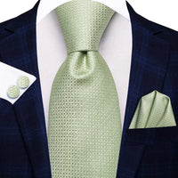 Gift Tie for Men 2023 New Sage Green Plaid Fashion Brand Wedding Party Necktie Handky Cufflinks Wholesale Hi-Tie Designer