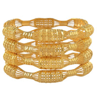 Anniyo 4PCS/LOT, Dubai Bangle Bracelet for Women Gold Plated Jewelry African Arab Wedding Bracelet  @088106M