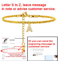 Pave Letter Initial Anklet, Summer Beach Alphabet  Anklet Bracelet on Leg  For Women Girls, Sparking Chain