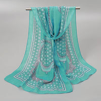 Indian Style New Chiffon Scarves Women Breathable Thin Simulation Silk Scarf Ladies Shawl And Wraps Women Printing Hijab Stole