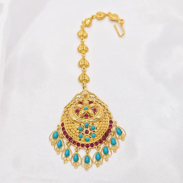 Luxury Head Chain Wedding Jewelry For Women Bohemian Gold Plated Forehead Rhinestone Tassel Indian Bollywood Hair Accessory