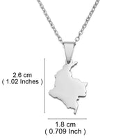 Anniyo 2.6CM Colombia Map Pendant Necklace Silver Color/Gold Color Stainless Steel Jewelry @323021