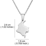 Anniyo 2.6CM Colombia Map Pendant Necklace Silver Color/Gold Color Stainless Steel Jewelry @323021