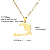 2024 New fashion stainless steel Haiti map pendant necklace temperament all-match titanium steel couple necklace gift for men an