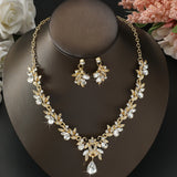 Ladies' Sparkling Flower Set, Necklace, Earrings, Jewelry Set, Suitable for Wedding, Party, Festival Gifts