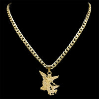 SAINT MICHAEL PROTECT US Archangel Stainless Steel Pendant Necklace for Women Men Gold Color Necklace Choker Jewelry Collares