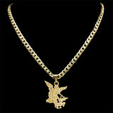 SAINT MICHAEL PROTECT US Archangel Stainless Steel Pendant Necklace for Women Men Gold Color Necklace Choker Jewelry Collares