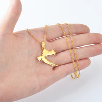 Anniyo Croatia Map With Cities Šibenik Pendant Necklaces Stainless Steel for Women Girls Maps of the Croatian Jewelry #310201