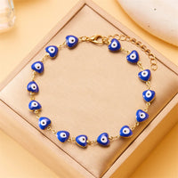 Lucky Heart Evil Eye Chain Anklet Bracelet for Women Men Fashion Star Simulated Pearl Wrap Jewelry Foot Wrist Summer Friend Gift