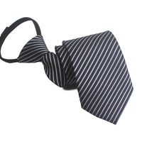 Zipper Ties For Men Women Striped Mens Tie For Business Wedding Skinny Neck Tie Casual Slim Blue deep Light navy blue Necktie