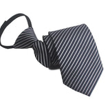 Zipper Ties For Men Women Striped Mens Tie For Business Wedding Skinny Neck Tie Casual Slim Blue deep Light navy blue Necktie