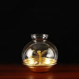 Golden Oil Lamp For Buddha With Glass Windproof Cover,Metal Buddhist Lantern Burner,Religious Candlestick Item
