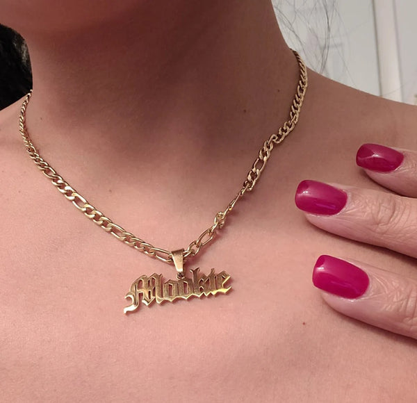Personalized Name Necklace Men's Women's Gifts Unisex Gold Cuban Chain Figaro Chain Fashion Stacked Necklace