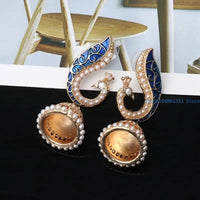 652F Retro Indian Bollywood Earrings Ethnic Earrings Kundan Jhumka Jhumki Drop Earring Gypsy Jewelry Decoration