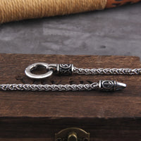 Nordic viking rune with Open Round Clasp pendant necklace stainless steel chain with wood box