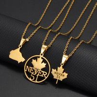 Canada Flag and Map Necklaces For Women Stainless Steel Canadian Maple Leaf Jewelry #530362