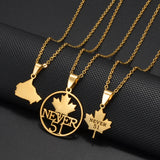 Canada Flag and Map Necklaces For Women Stainless Steel Canadian Maple Leaf Jewelry #530362