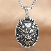 Retro Devil Mask Pendant Japanese Samurai Style Punk Pendant Necklace Men's Gothic Halloween Jewelry Gift