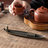Creative Incense Holder Boat Fishing Men Insence Burner Sandalwood Incense Sticks Burners Aromatherapy Ornament Tea Room Decor