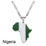 Anniyo 3.8CM Hip-hop South Sudan/Côte d'Ivoire/South Africa Map Flag and Africa Pendant Necklaces for Women Men Jewelry #321321