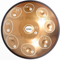 432Hz/440Hz Gold Handpan Drum with Steel Tongue for Yoga,Meditation Instrument,Beginner,Tambor Gift, 22 inch,9, 10,12,14,17notes