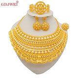 Dubai Gold Color Jewelry Set Wedding African Indian Ethiopian  Bridal Sets Nigerian Necklace Bracelet Earring Ring Jewellery